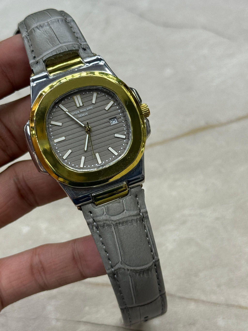 Patek Philippe Nautilus 8044 – Grey Gold Tone | 3ATM Water Resistant Luxury Watch Without Box